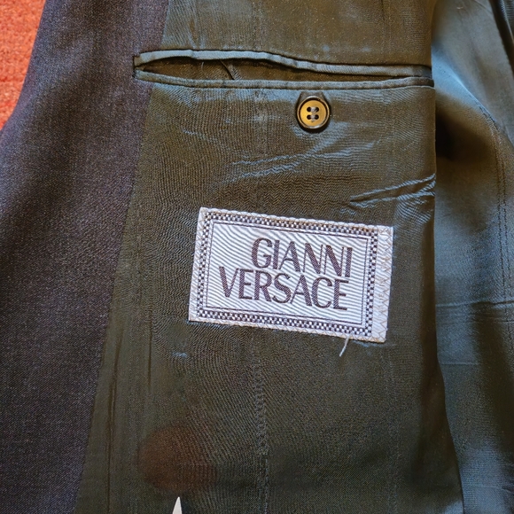 80's Gianni Versace Double breasted Wool Suit Jacket Medusa Buttons Size 44R - Picture 12 of 13